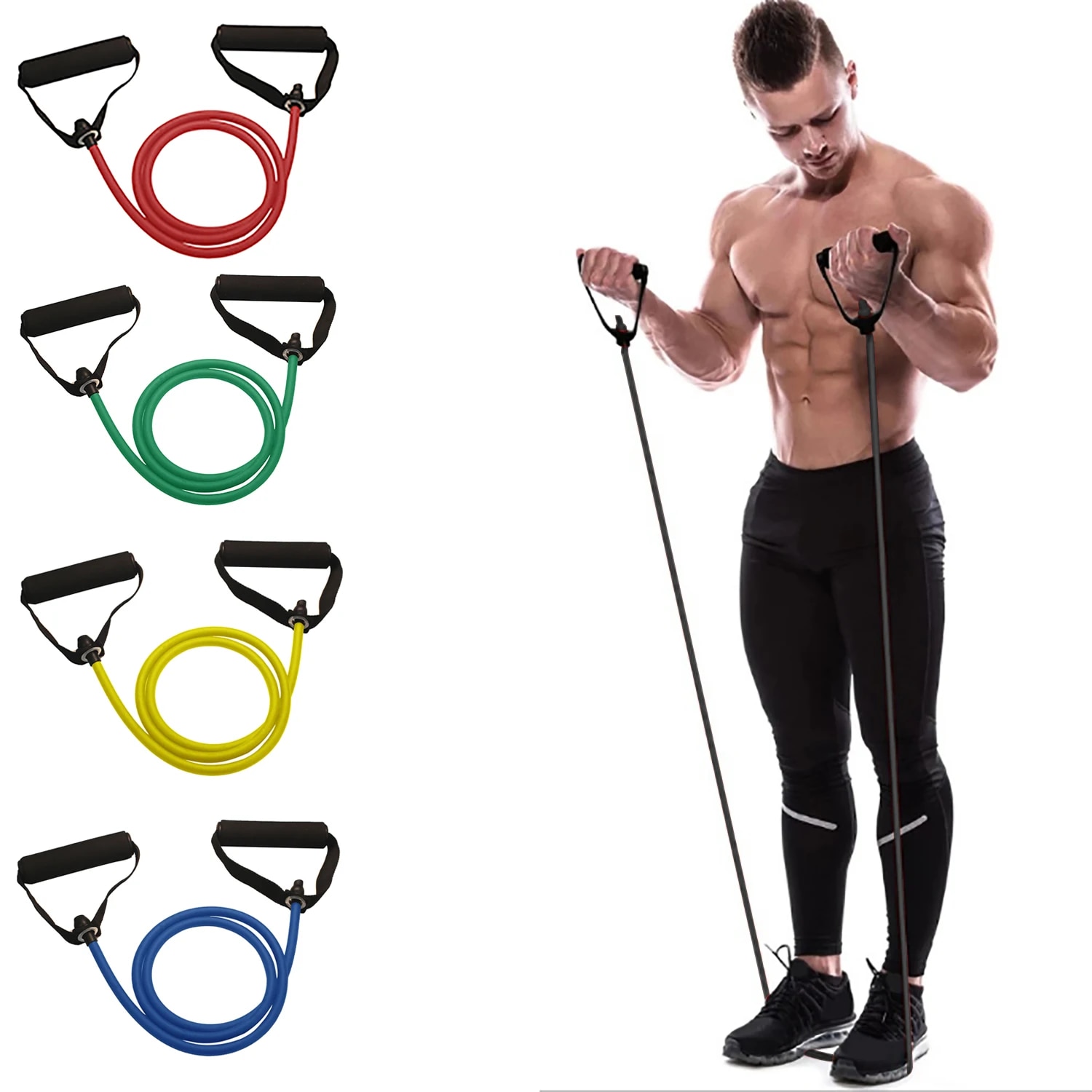 Crossfit Accessories - Weerstandsbanden met handvatten, oefenbanden, trainingsbanden met