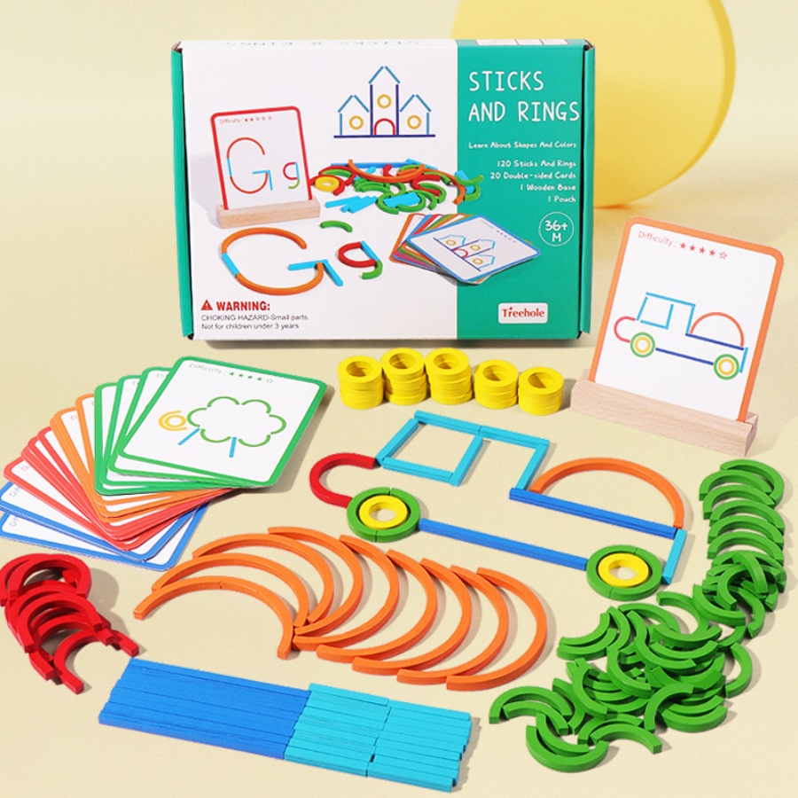 Gymnastic Ring Wood - Puzzelspeelgoed voor vroeg onderwijs voor kinderen,
