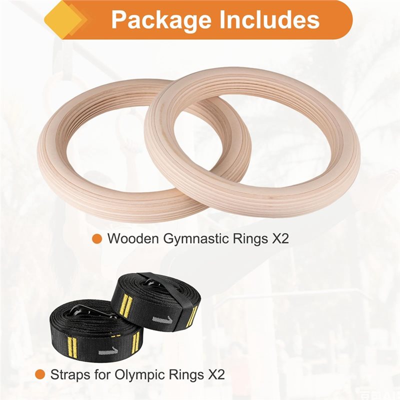 Gymnastic Ring Wood - 1,25 inch Gymnastiekringen met genummerde banden,