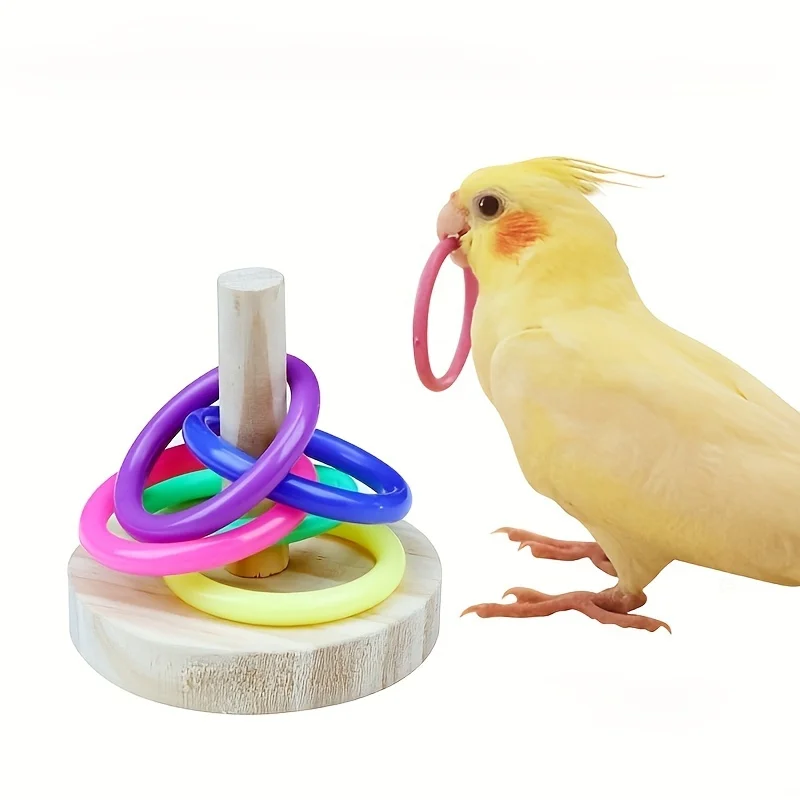 Gymnastic Ring Wood - Houten interactief papegaaienringspeelgoed Educatieve oefening Stimulerend
