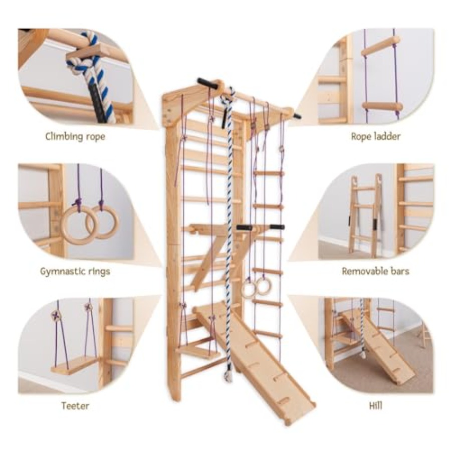 Zweedse ladderwandrekken voor  - Gymnastic Ring Wood recensie en prijs